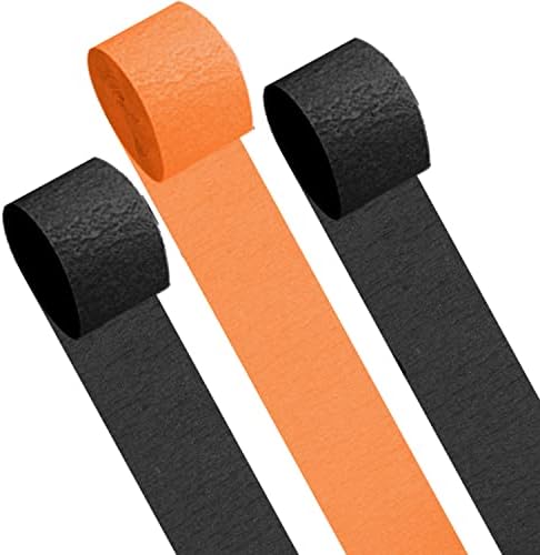 Black and Orange Crepe Paper Streamers 6 Rolls 82ft