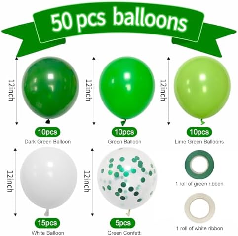 Green Balloons Dark Green Balloon Set 50 Pcs 12 Inch