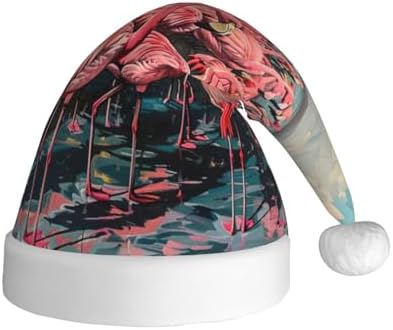 Flamingo Print Funny Christmas Santa Hat for Adults