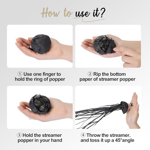 BATTIFE 10 Packs Black Streamer Poppers
