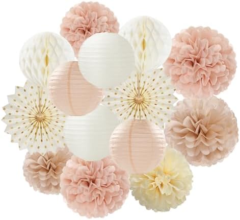 Champagne Gold Beige Peach Boho Party Decor Streamers
