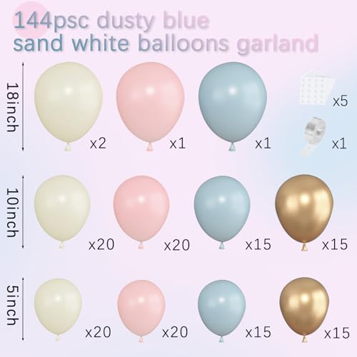 Gender Reveal Balloon Arch Kit with 144PCS Balloons