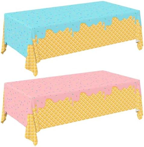 Gatherfun Ice Cream Tablecloth 2-Pack for Birthday Parties