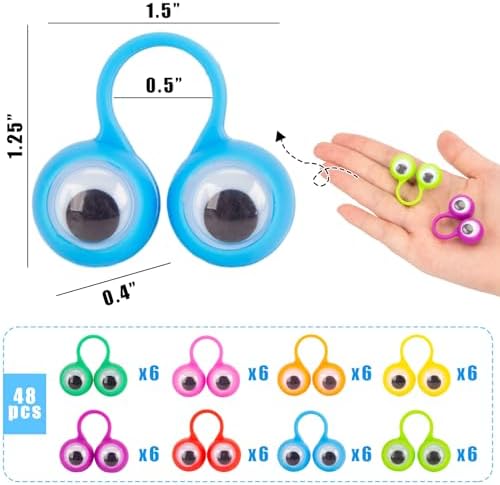 3 Otters 48PCS Eyeball Rings for Kids