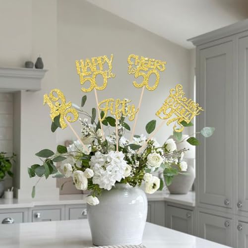 50th Birthday Centerpieces Sticks Gold Decorations