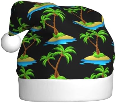 3D Palm Tree Christmas Santa Hat Plush Funny Adult Headwear