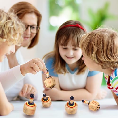 Poen 5 Piece Wooden Toma Todo Set Classic Mexican Spinning Top Game