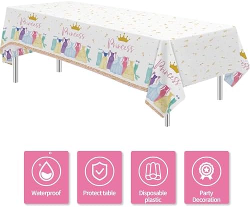 Princess Birthday Party Decorations Tablecloth Set 3 Pack 55x86in
