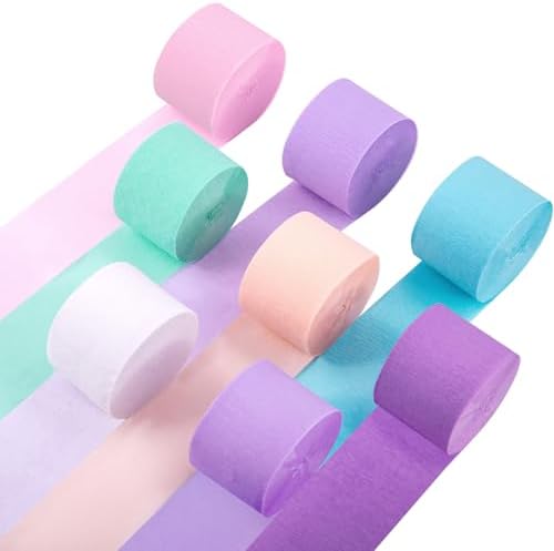 Riqiaqia Streamers Party Decorations 8 Rolls Purple Blue Mint White