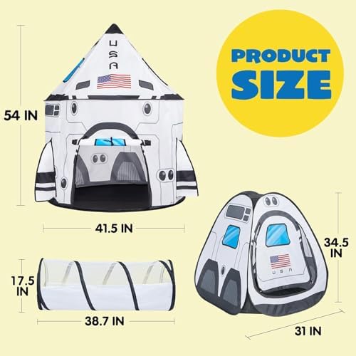 JOYIN White Space Rocket Ship Play Tent Set