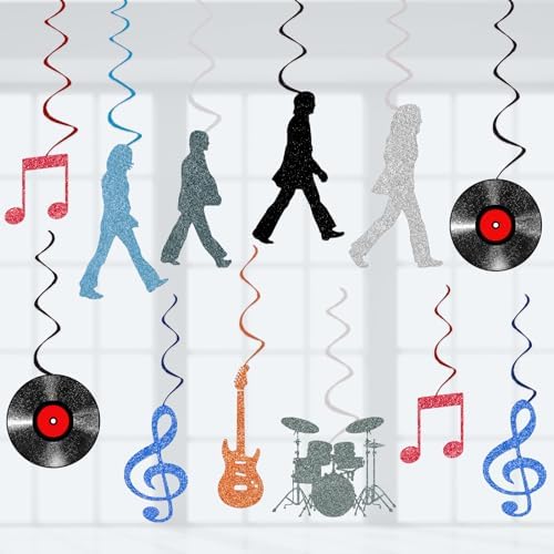 ZNVALE 60s Retro Rock Streamer Ceiling Decor 24Pcs Set