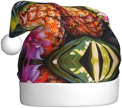 Pineapple Print Christmas Santa Hat Plush for Adults