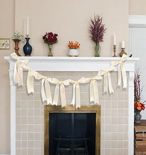 White Bow Garland for Bachelorette Party Decor