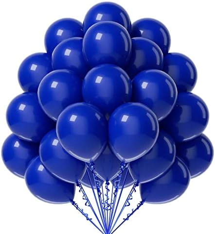 FOTIOMRG 12 Inch Royal Blue Balloons 50 Pack with Ribbon