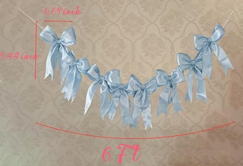 Blue Bow Garland Banner for Bachelorette Party Decor