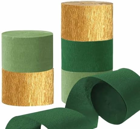 81 Feet Green Gold Sage Crepe Paper Streamers 6 Rolls
