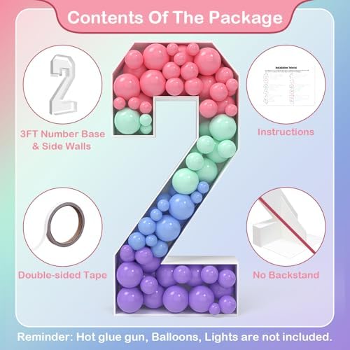 3 Feet Tall Balloon Mosaic Frame Decor Kit