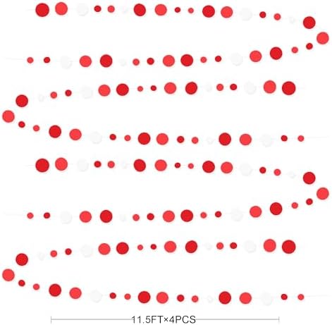 46 Ft Red and White Polka Dot Garland for Parties