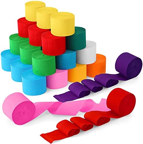 Pasimy 36 Rolls Crepe Paper Streamers Rainbow Decorations