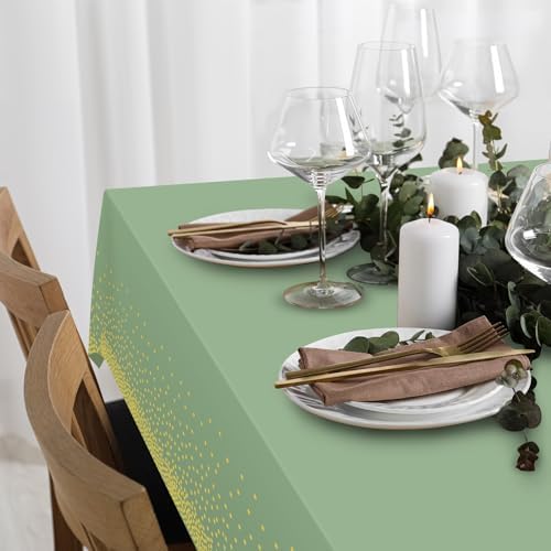FunnyPars 3 Pack Sage Green Gold Tablecloth 54x108