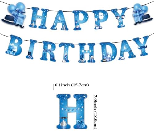 Silver Blue Birthday Decorations 8PCS Hanging Streamers Banner Set