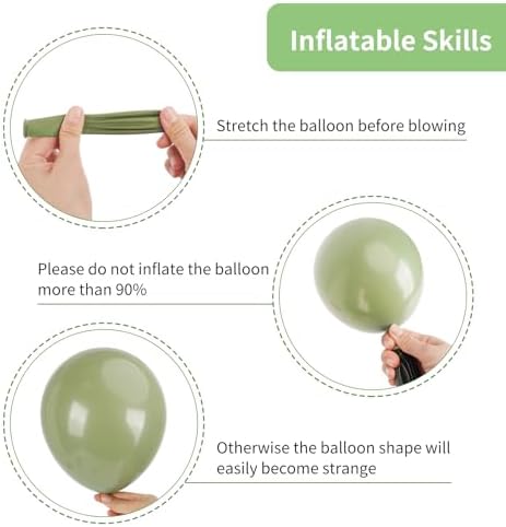 RUBFAC 65 Pcs 12 Inch Green Gold Confetti Balloons Kit with Ribbons