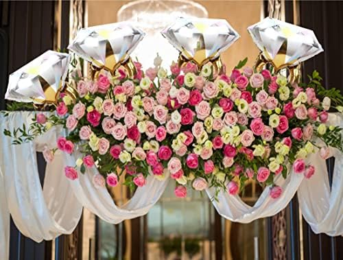 4pcs Diamond Engagement Ring Mylar Balloons for Wedding Parties