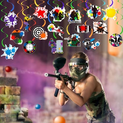 Paintball Party Hanging Swirls 24PCS Decorations