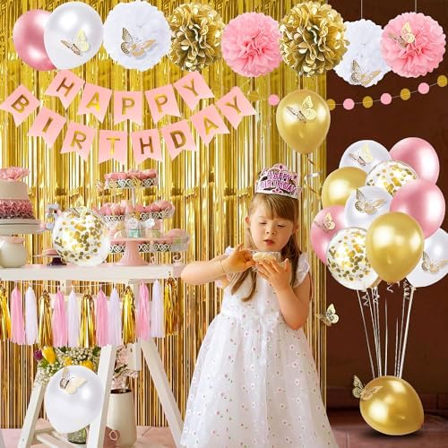 Pink and Gold Birthday Decorations for Women