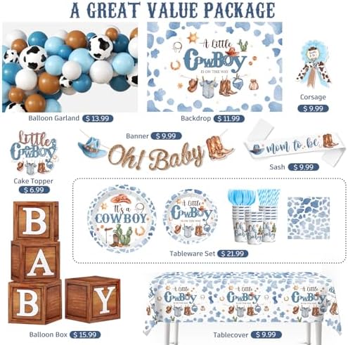 239pcs Cowboy Baby Shower Decorations Set