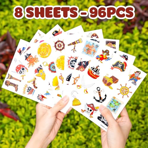 96PCS Pirate Ship Nautical Temporary Tattoos for Kids