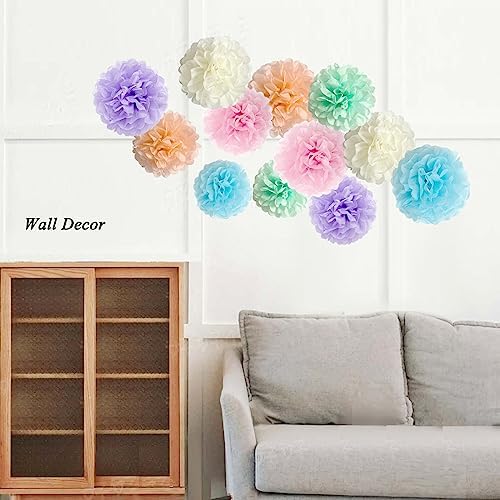ANSOMO Pastel Tissue Paper Pom Poms Decorations