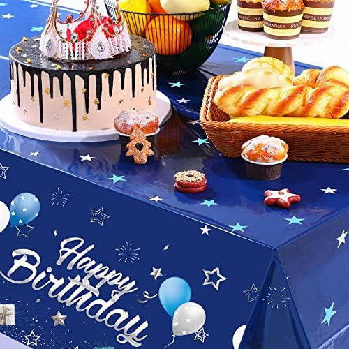 Tegeme Navy Blue Starry Confetti Table Covers - 3 Pack for Birthday Parties