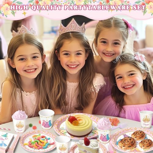 300 Pcs Princess Paper Plates Napkins Set