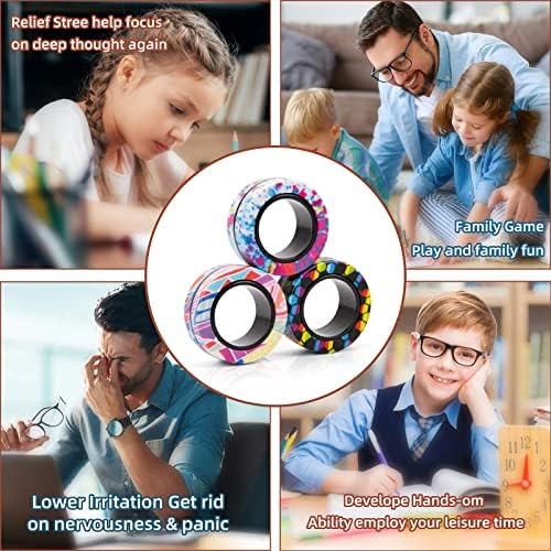 9Pcs Magnetic Fidget Rings Toy Set for Adults and Kids