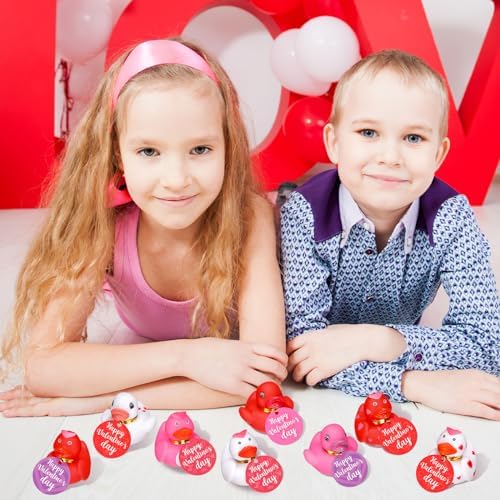 48 Valentines Rubber Ducks with Gift Cards and Gold Ropes