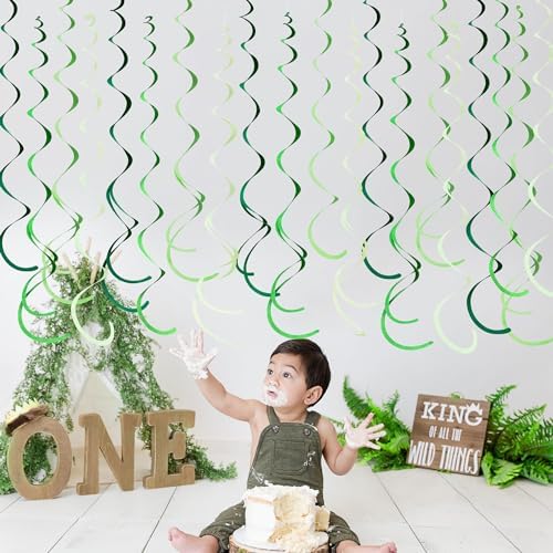 36Pcs Ombre Green Felt Swirl Streamer Ceiling Garland