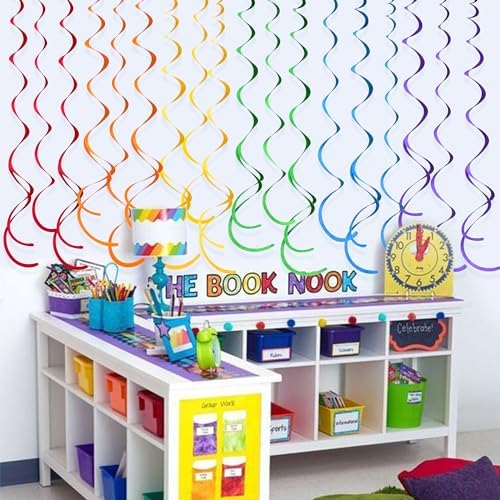 36 Pcs Rainbow Felt Swirl Streamer Ceiling Decorations