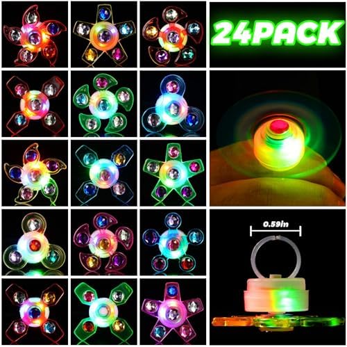 24 Pack Light Up Fidget Rings for Kids Halloween Party Favors
