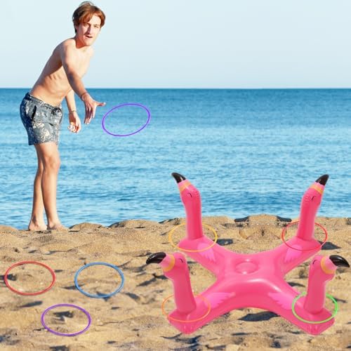 Inflatable Pool Ring Toss Game with 6Pcs Rings