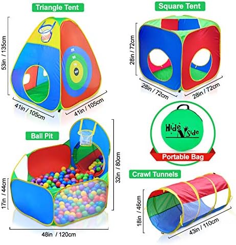 Hide N Side 5pc Kids Ball Pit Tents and Tunnels Playset