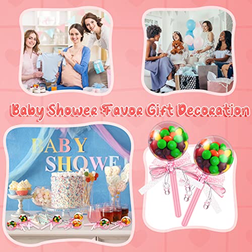 30 Pcs Baby Rattle Party Favors with Bow and Stickers
