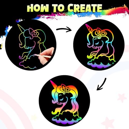 ZMLM Rainbow Scratch Art Papers with Styluses for Kids and Teens