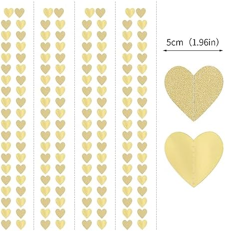 Glitter Champagne Gold Heart Garland 52ft Hanging Streamers Decor