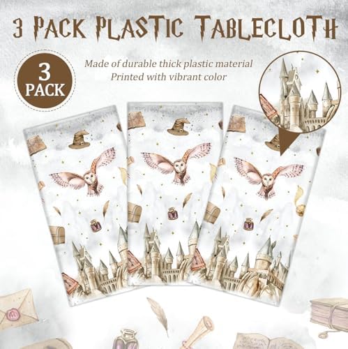 3 Pieces Magical Wizard Party Tablecloth for Boys Girls