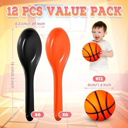 12 Pack Basketball Spoon Relay Race Game Set for Kids Adults