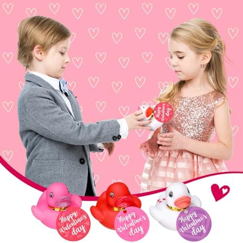 48 Valentines Rubber Ducks with Gift Cards and Gold Ropes