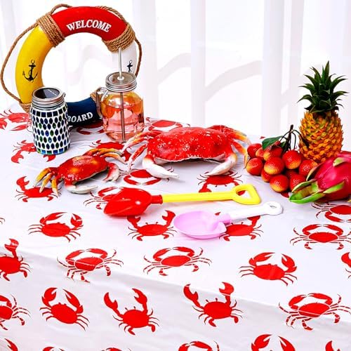 Juexica 2 Pcs 54 x 108 Inch Crab Tablecloth for Parties