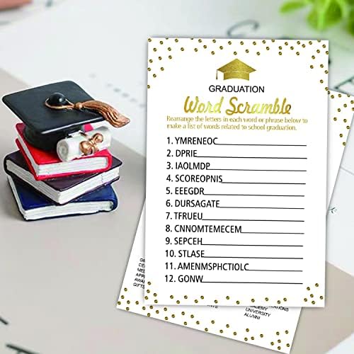 Graduation Party Word Scramble Game Cards 50 Pack