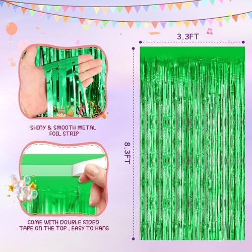 Green Metallic Tinsel Foil Curtains 2 Pack